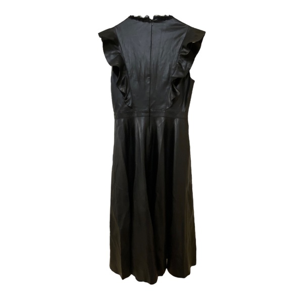 Zara Faux Leather Lace Top Ruffle Sleeve Midi Dress - Picture 7 of 8